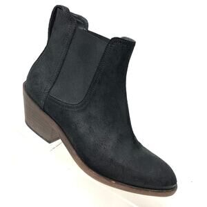 Rag & Bone Dixon Chelsea Boot Womens Size 36 / 6 Black Waxed Suede Stacked Heel